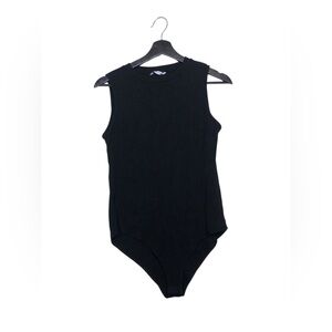 MANGOPOP Sleeveless Crew Neck Tank Bodysuit, Black, XL